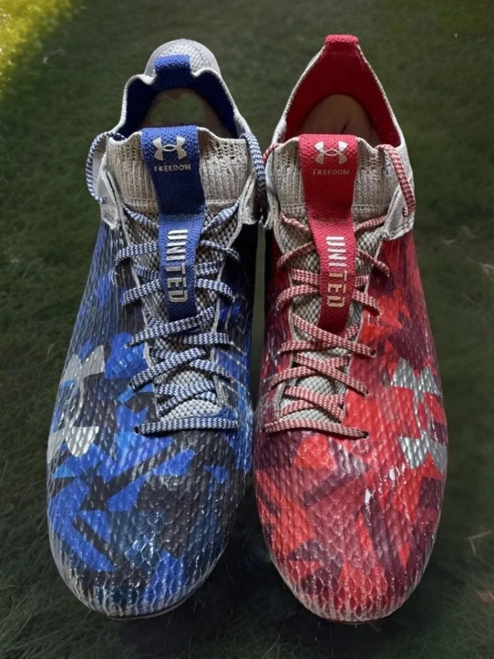 Under Armour Mens Blur Smoke 2.0 USA Freedom Football Cleats Size 11